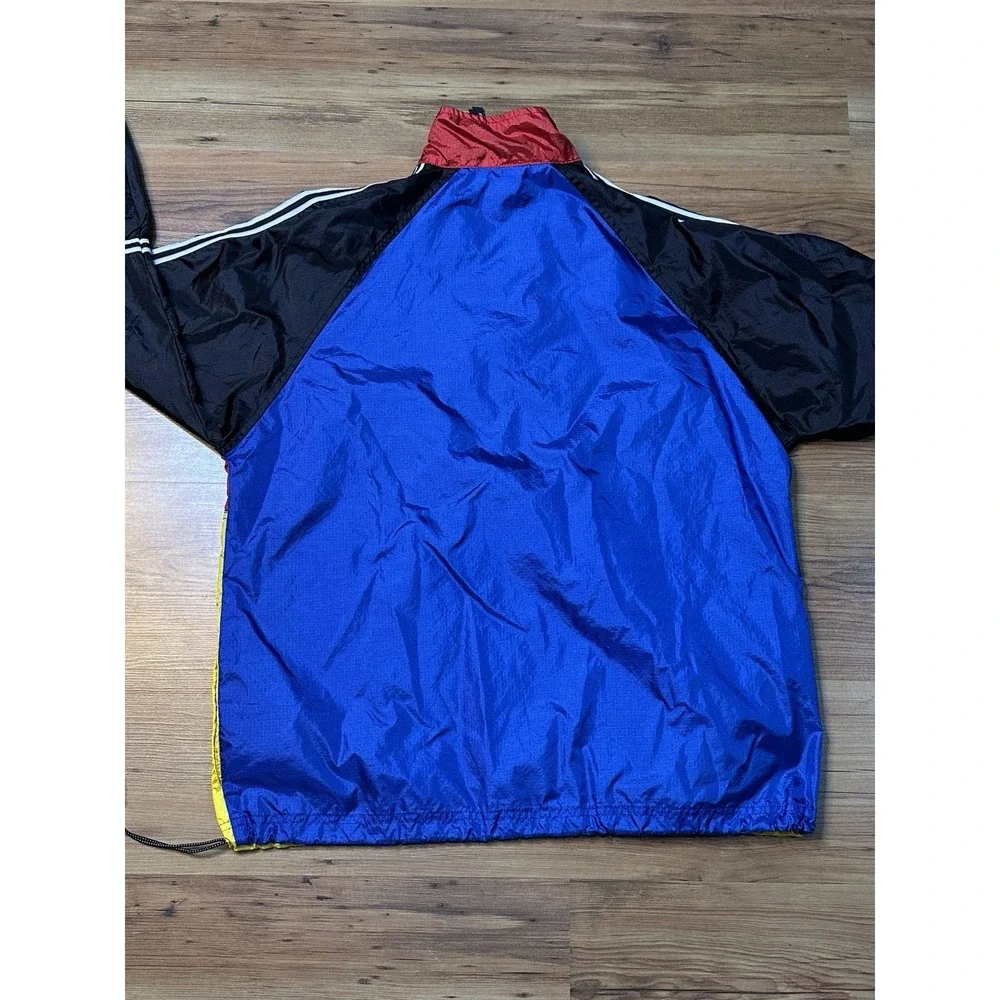 Vtg Pro Spirit Mens Sz S/M Red Yellow Blue Color Block Pullover 1/2 Zip Jacket